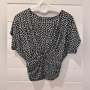 COCO & TASHI – Black floral blouse, size S/P